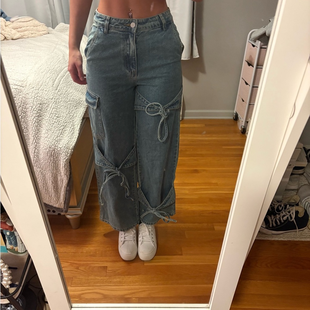 Cider Blue Wide Leg Denim Jeans